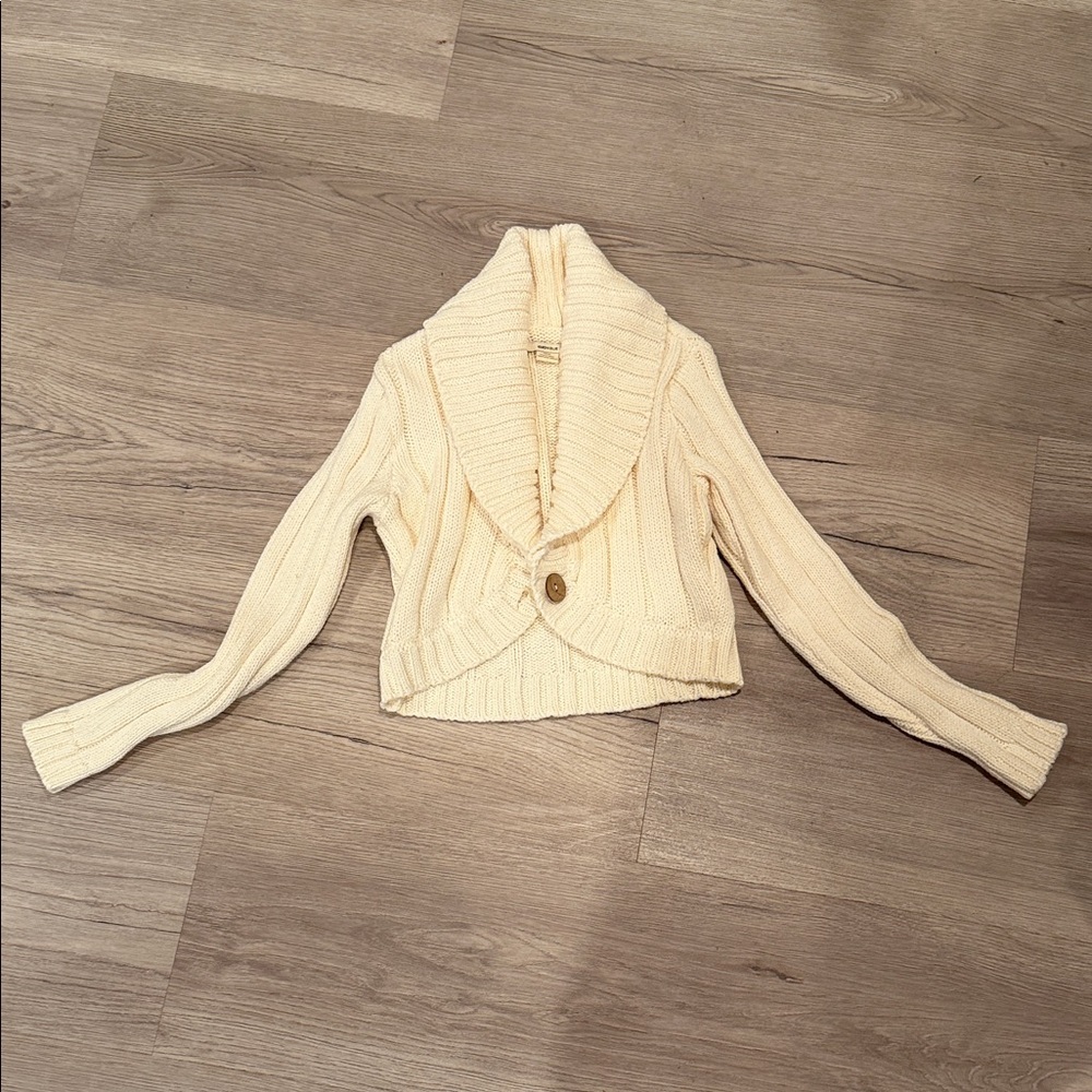 Cream Knit Cardigan with Button